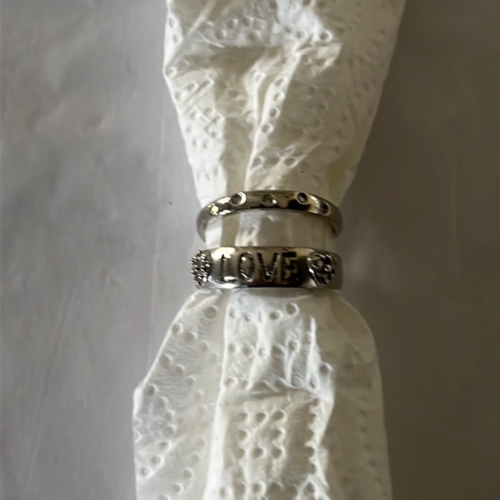 Silver love band rings